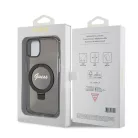 Guess Apple iPhone 15 (6.1) IML Ring Stand Glitter MagSafe hátlapvédő tok fekete (GUHMP15SHRSGSK)