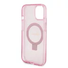Guess Apple iPhone 15 (6.1) IML Ring Stand Glitter MagSafe hátlapvédő tok pink (GUHMP15SHRSGSP)