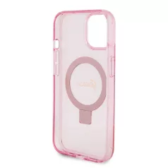   Guess Apple iPhone 15 (6.1) IML Ring Stand Glitter MagSafe hátlapvédő tok pink (GUHMP15SHRSGSP)