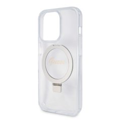   Guess Apple iPhone 15 Pro (6.1) IML Ring Stand Glitter MagSafe hátlapvédő tok átlátszó (GUHMP15LHRSGSD)