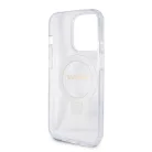 Guess Apple iPhone 15 Pro Max (6.7) IML Ring Stand Glitter MagSafe hátlapvédő tok átlátszó (GUHMP15XHRSGSD)