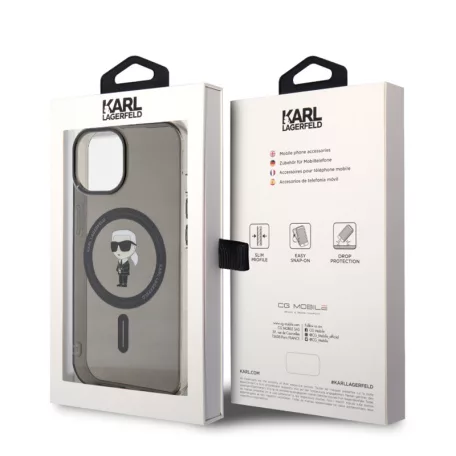 Karl Lagerfeld IML Ikonik MagSafe Apple iPhone 15 Pro (6.1) hátlapvédő tok fekete (KLHMP15LHFCKNOK)