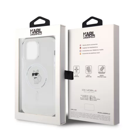 Karl Lagerfeld IML Choupette MagSafe Apple iPhone 15 Pro (6.1) hátlapvédő tok átlátszó (KLHMP15LHFCCNOT)