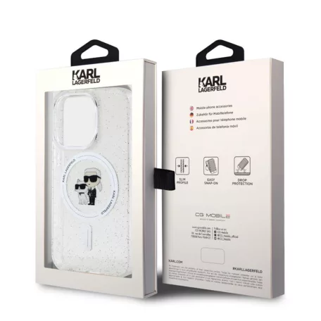 Karl Lagerfeld IML Glitter MagSafe Apple iPhone 15 (6.1) hátlapvédő tok átlátszó (KLHMP15SHGKCNOT)