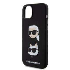   Karl Lagerfeld Liquid Silicone Karl and Choupette Heads Apple iPhone 15 Plus (6.7) hátlapvédő tok fekete (KLHCP15MSDHKCNK)