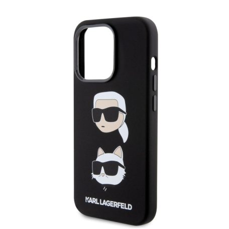 Karl Lagerfeld Liquid Silicone Karl and Choupette Heads Apple iPhone 15 Pro (6.1) hátlapvédő tok fekete (KLHCP15LSDHKCNK)