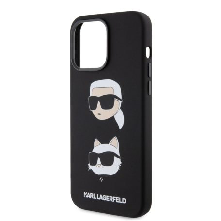 Karl Lagerfeld Liquid Silicone Karl and Choupette Heads Apple iPhone 15 Pro Max (6.7) hátlapvédő tok fekete (KLHCP15XSDHKCNK)
