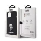 Karl Lagerfeld Liquid Silicone Metal Ikonik Apple iPhone 15 (6.1) hátlapvédő tok fekete (KLHCP15SSMHKNPK)