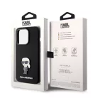 Karl Lagerfeld Liquid Silicone Metal Ikonik Apple iPhone 15 Pro (6.1) hátlapvédő tok fekete (KLHCP15LSMHKNPK)