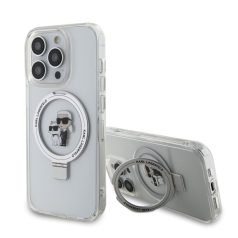   Karl Lagerfeld Ringstand Karl and Choupette MagSafe Apple iPhone 15 Pro (6.1) hátlapvédő tok fehér (KLHMP15LHMRSKCH)