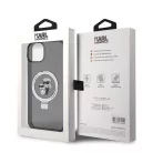 Karl Lagerfeld Ringstand Karl and Choupette MagSafe Apple iPhone 15 Plus (6.7) hátlapvédő tok fekete (KLHMP15MHMRSKCK)