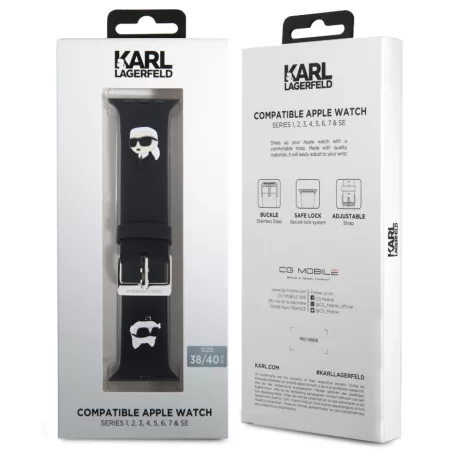 Karl Lagerfeld Karl and Choupette Head Apple Watch 38/40/41 mm óraszíj fekete (KLAWMSLKCNK)