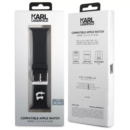 Karl Lagerfeld Choupette Head NFT Apple Watch 38 /40 / 41 mm óraszíj fekete (KLAWMSLCNK)