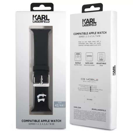 Karl Lagerfeld Choupette Head NFT Apple Watch 42/44/45/49 mm óraszíj fekete (KLAWLSLCNK)