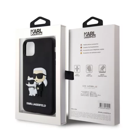 Karl Lagerfeld 3D Rubber Karl and Choupette Apple iPhone 11 (6.1) 2019 hátlapvédő tok fekete (KLHCP14SSNCHBCK)