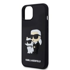   Karl Lagerfeld 3D Rubber Karl and Choupette Apple iPhone 13 (6.1) hátlapvédő tok fekete (KLHCP13M3DRKCNK)