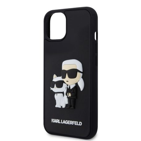 Karl Lagerfeld 3D Rubber Karl and Choupette Apple iPhone 13 (6.1) hátlapvédő tok fekete (KLHCP13M3DRKCNK)