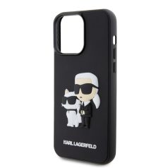   Karl Lagerfeld 3D Rubber Karl and Choupette Apple iPhone 13 Pro Max (6.7) hátlapvédő tok fekete (KLHCP13X3DRKCNK)