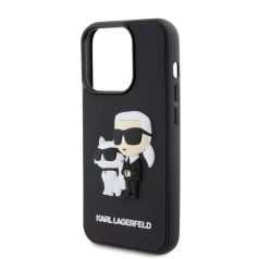   Karl Lagerfeld 3D Rubber Karl and Choupette Apple iPhone 14 Pro (6.1) hátlapvédő tok fekete (KLHCP14L3DRKCNK)