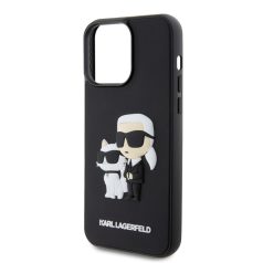   Karl Lagerfeld 3D Rubber Karl and Choupette Apple iPhone 14 Pro Max (6.7) hátlapvédő tok fekete (KLHCP14X3DRKCNK)