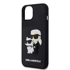   Karl Lagerfeld 3D Rubber Karl and Choupette Apple iPhone 15 (6.1) hátlapvédő tok fekete (KLHCP15S3DRKCNK)