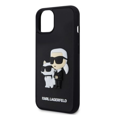 Karl Lagerfeld 3D Rubber Karl and Choupette Apple iPhone 15 Plus (6.7) hátlapvédő tok fekete (KLHCP15M3DRKCNK)