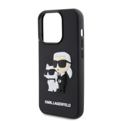   Karl Lagerfeld 3D Rubber Karl and Choupette Apple iPhone 15 Pro (6.1) hátlapvédő tok fekete (KLHCP15L3DRKCNK)