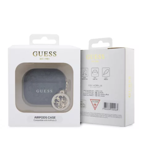 Guess 4G Script Charm Apple Airpods 3 PC/PU tok fekete (GUA3P4E4CDK)