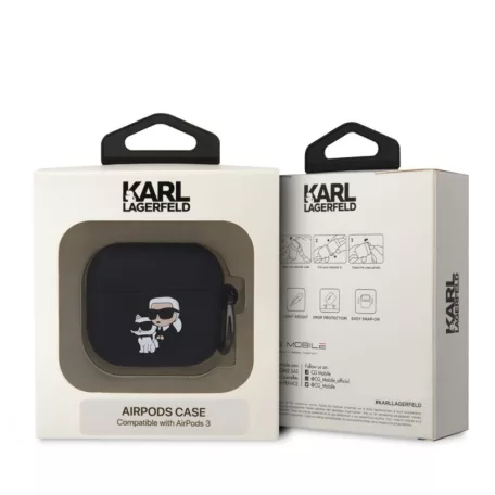 Karl Lagerfeld 3D Logo NFT Karl and Choupette Apple Airpods 3 szilikon tok fekete (KLA3RUNKC)
