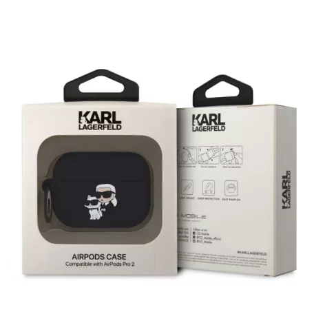 Karl Lagerfeld 3D Logo NFT Karl and Choupette Apple Airpods Pro 2 szilikon tok fekete (KLAP2RUNKC)