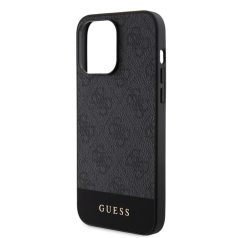   Guess Apple iPhone 15 Pro (6.1) PU 4G Stripe MagSafe hátlapvédő tok fekete (GUHMP15LG4GLGR)