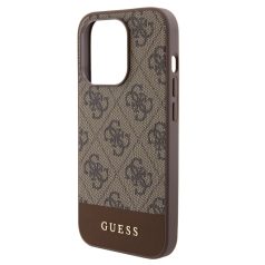   Guess Apple iPhone 15 Pro (6.1) PU 4G Stripe MagSafe hátlapvédő tok barna (GUHMP15LG4GLBR)