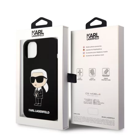 Karl Lagerfeld Liquid Silicone Ikonik NFT Apple iPhone 15 (6.1) hátlapvédő tok fekete (KLHCP15SSNIKBCK)