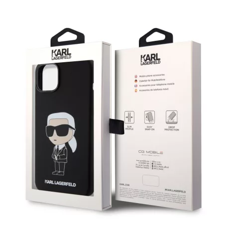 Karl Lagerfeld Liquid Silicone Ikonik NFT Apple iPhone 15 Plus (6.7) hátlapvédő tok fekete (KLHCP15MSNIKBCK)