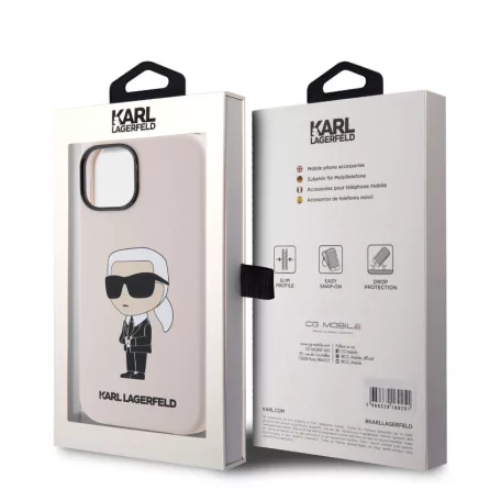 Karl Lagerfeld Liquid Silicone Ikonik NFT Apple iPhone 15 Pro Max (6.7) hátlapvédő tok pink (KLHCP15XSNIKBCP)