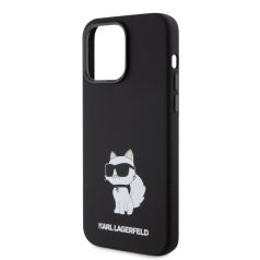   Karl Lagerfeld Liquid Silicone Choupette NFT Apple iPhone 15 Pro Max (6.7) hátlapvédő tok fekete (KLHCP15XSNCHBCK)