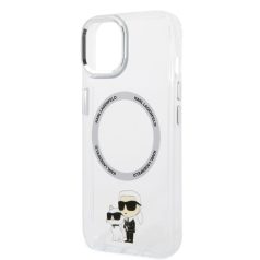   Karl Lagerfeld Ringstand Karl and Choupette MagSafe Apple iPhone 15 Plus (6.7) hátlapvédő tok fehér (KLHMP15MHNKCIT)