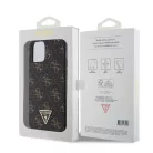 Guess Apple iPhone 12 Pro Max 2020 (6.7) PU Leather Metal Triangle hátlapvédő tok fekete (GUHCP12LPG4GPK)