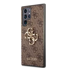  Guess Samsung S928 Galaxy S24 Ultra (2024) PU 4G Metal Logo hátlapvédő tok barna (GUHCS24L4GMGBR)