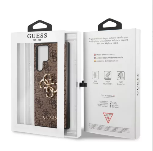 Guess Samsung S928 Galaxy S24 Ultra (2024) PU 4G Metal Logo hátlapvédő tok barna (GUHCS24L4GMGBR)