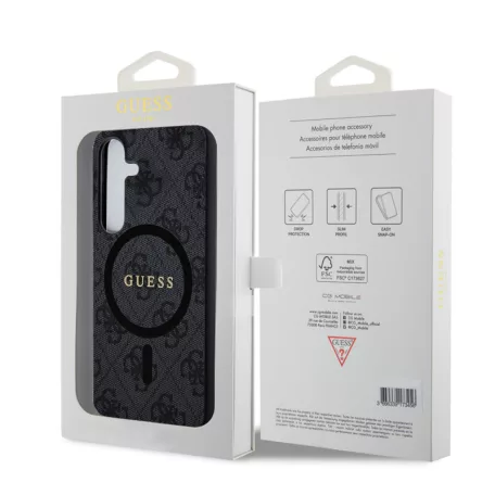Guess PU Leather MagSafe Samsung S921 Galaxy S24 (2024) hátlapvédő tok fekete (GUHMS24SG4GFRK)
