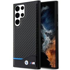   BMW Leather Carbon Samsung S926 Galaxy S24 Plus (2024) hátlapvédő tok fekete (BMHCS24M22NBCK)