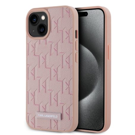 Karl Lagerfeld PU Leather Monogram Magsafe Apple iPhone 15 (6.1) hátlapvédő tok pink (KLHMP15SPKHPORPP)