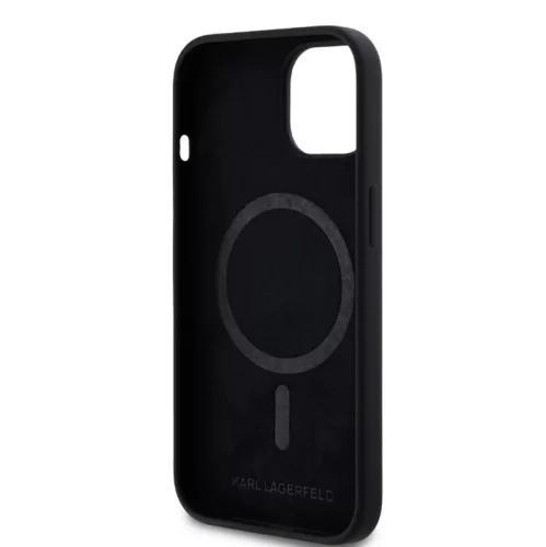 Karl Lagerfeld Liquid Silicone Karl and Choupette Apple iPhone 14 (6.1) MagSafe hátlapvédő tok fekete (KLHMP14SSCMKCRHK)
