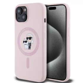   Karl Lagerfeld Liquid Silicone Karl and Choupette Apple iPhone 14 Pro (6.1) MagSafe hátlapvédő tok pink (KLHMP14LSCMKCRHP)
