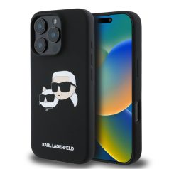   Karl Lagerfeld Liquid Silicone Double Heads Apple iPhone 15 Pro Max (6.7) MagSafe hátlapvédő tok fekete (KLHMP15XSKCHPPLK)