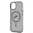 Karl Lagerfeld IML K&CH Heads Metal Frame MagSafe Apple iPhone 15 (6.1) hátlapvédő tok fekete (KLHMP15SHLSKCK)