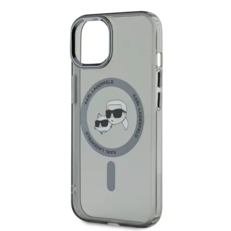 Karl Lagerfeld IML K&CH Heads Metal Frame MagSafe Apple iPhone 15 Pro Max (6.7) hátlapvédő tok fekete (KLHMP15XHLSKCK)