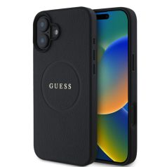   Guess PU Grained Classic Logo Apple iPhone 16 Plus (6.7) hátlapvédő tok fekete (GUHMP16MPGHSMMK)