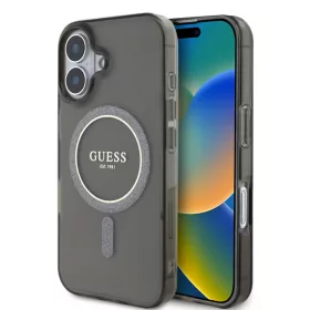   Guess Apple iPhone 16 Pro Max (6.9) IML Glitter Ring hátlapvédő MagSafe tok fekete (GUHMP16SHFGEREK)